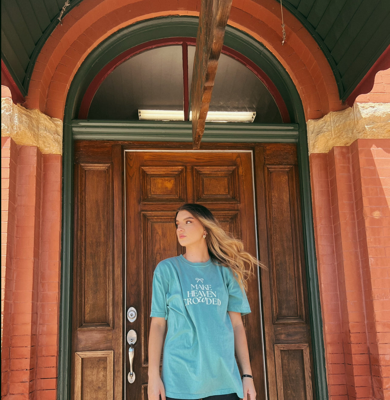 "Make Heaven Crowded Tee" Seafoam